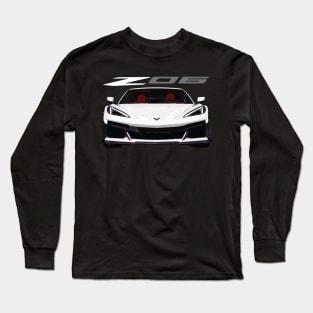 C8 Arctic White Z06 c8r graphic car line art Long Sleeve T-Shirt